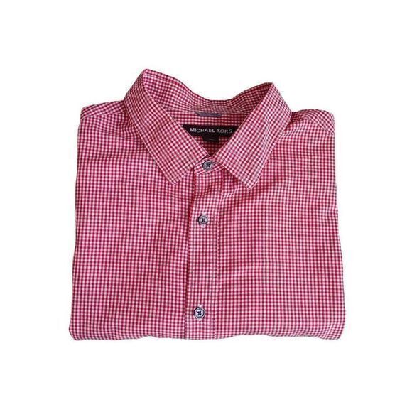 Michael Kors Red Gingham Tailored/Classic Fit Long Sleeve Button Down Size XL - Picture 2 of 9